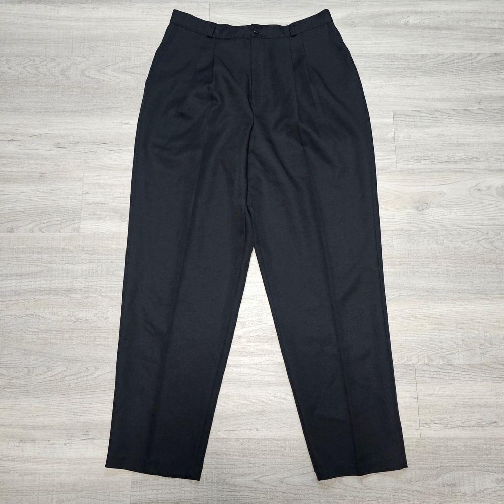 Briggs New York Black Pleated Dress Pants Womens 16 High Rise Elastic Back USA - Picture 2 of 7
